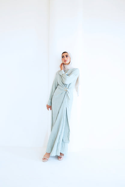 Crinkle Drape dress ( sage )