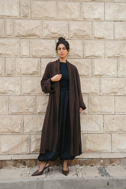 Draped pleated Cardigan - Brown