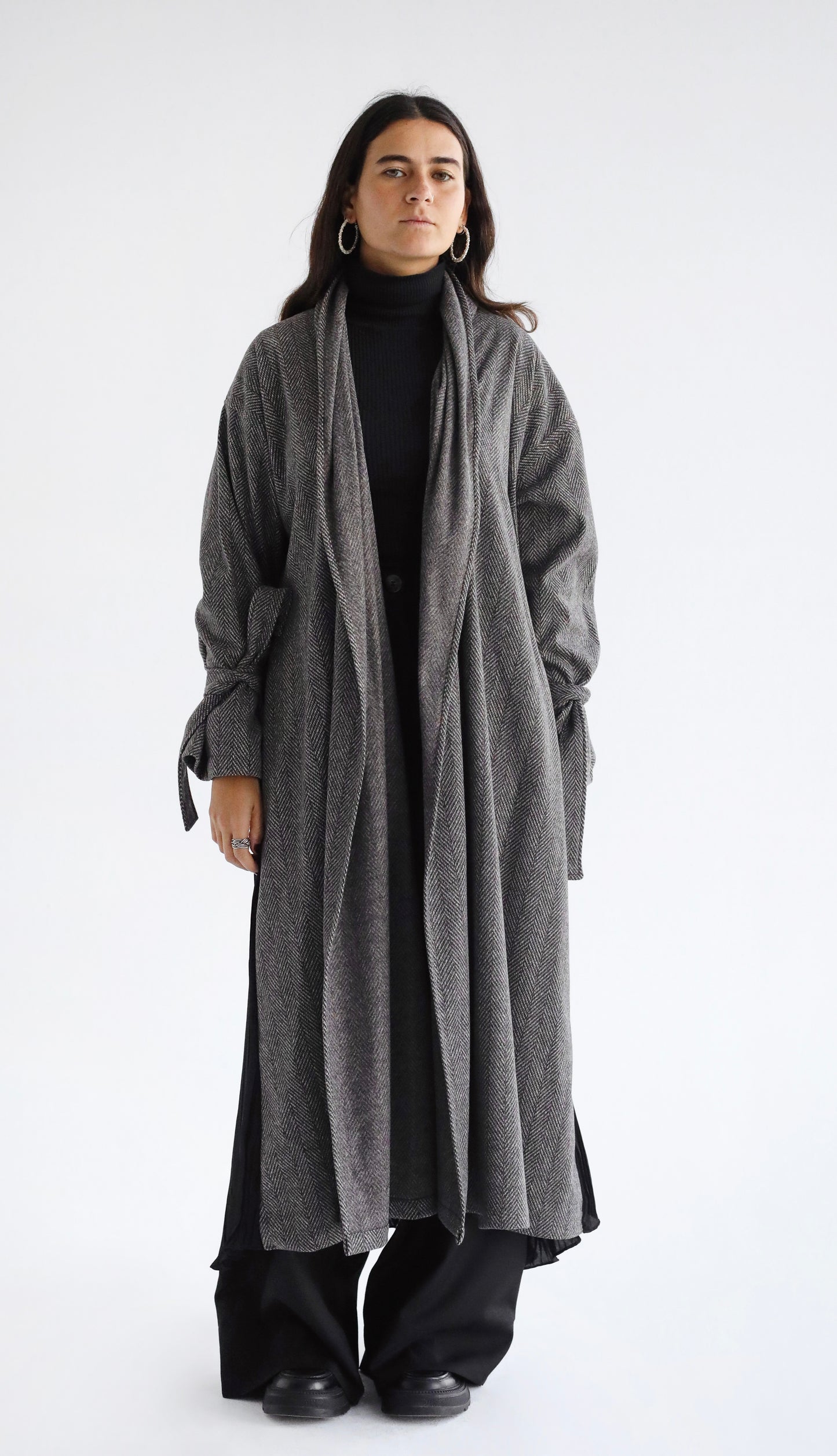 Checkered Pleated Cardigan