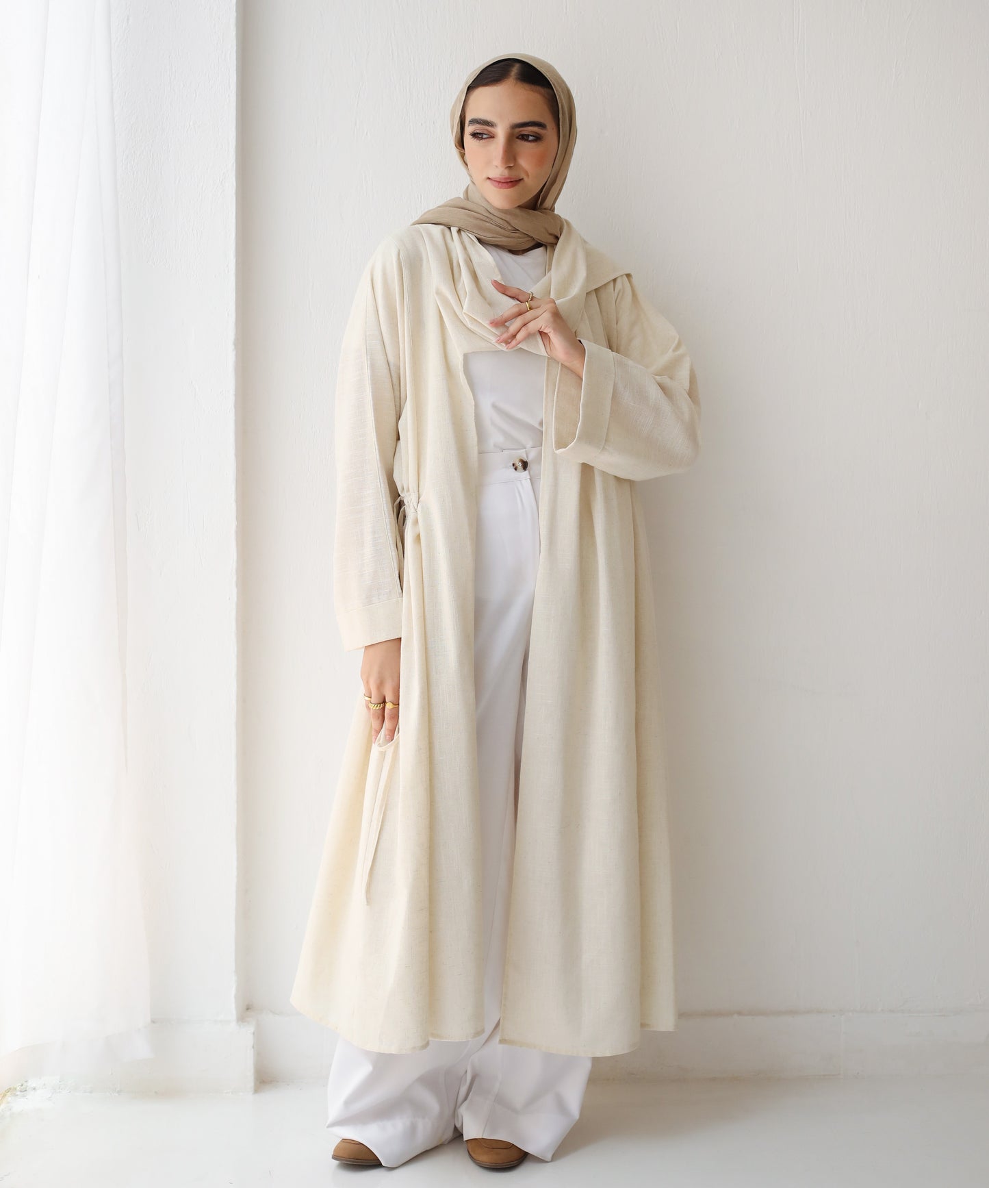 Linen knot cardigan (beige)