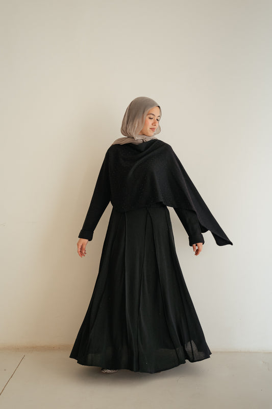 Stitched Knit Skirt-Black