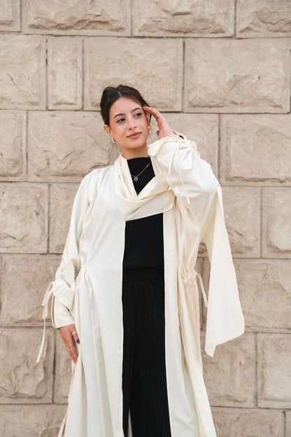 Draped Tie Cardigan-Off white