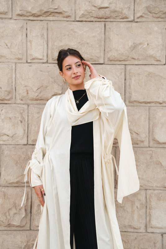 Draped Tie Cardigan-Off white