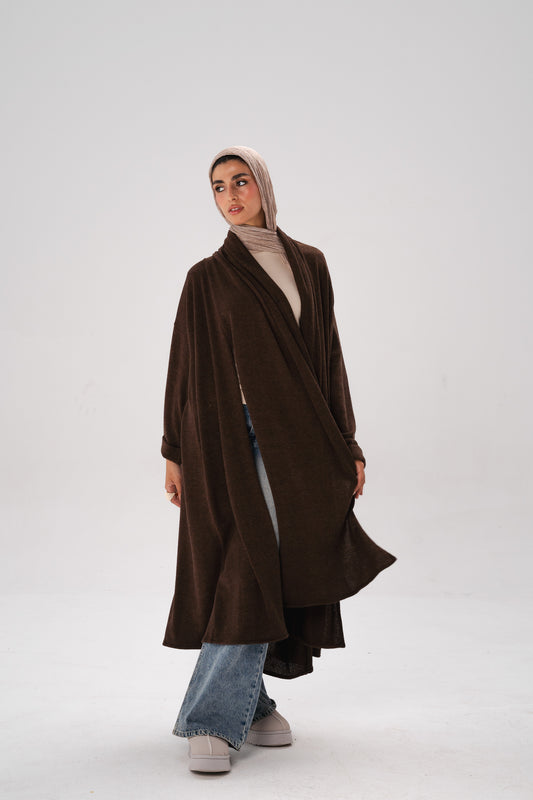 Flow knit cardigan in brown