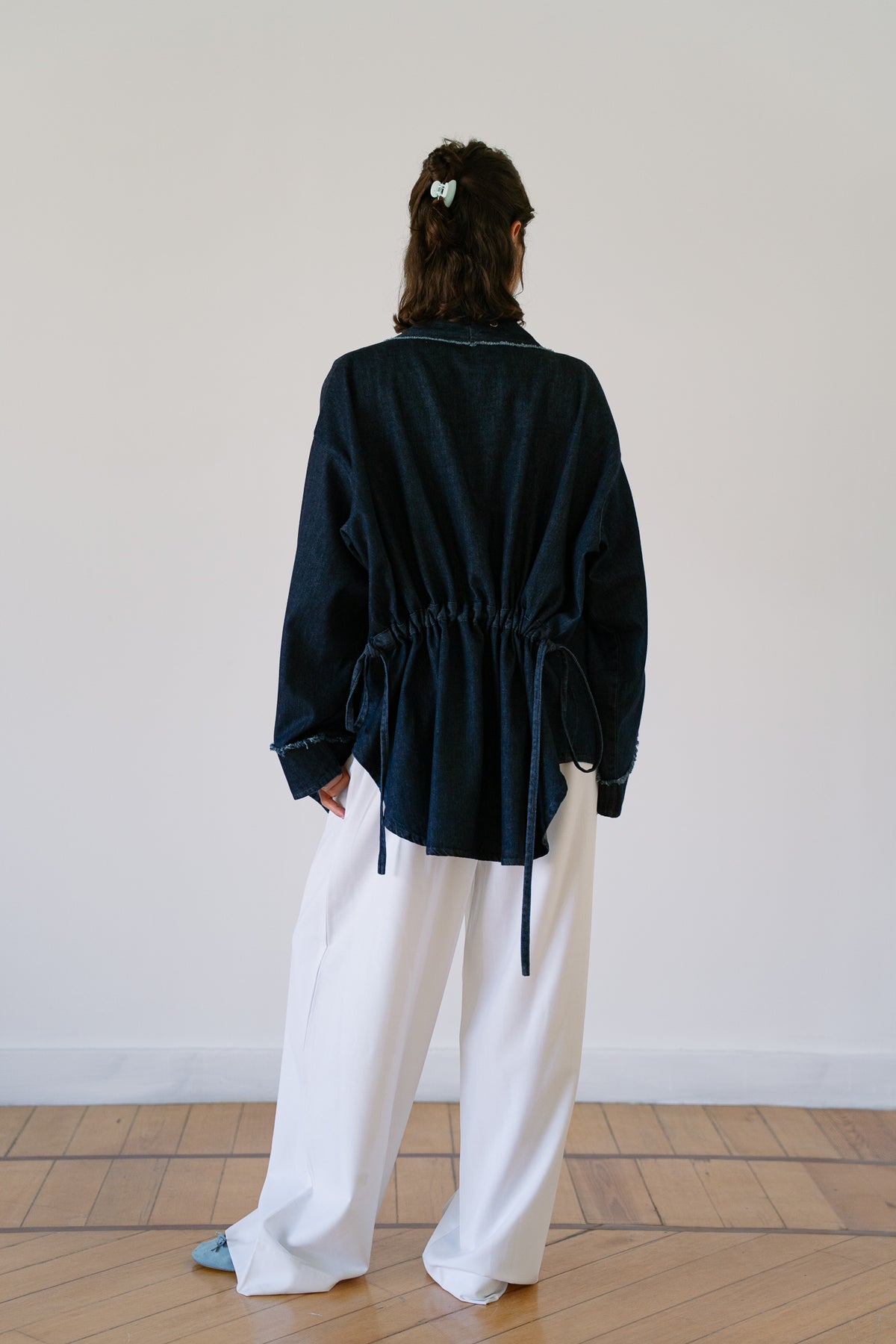 Denim Drawstring cardigan