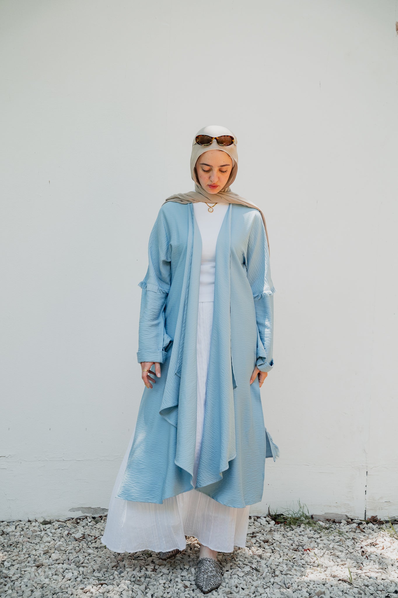 Flowy tassel cardigan ( pale blue)