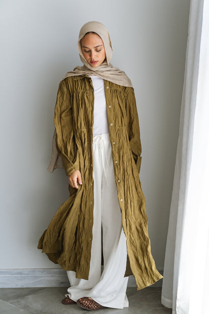 Crushed shirt-Mustard Olive