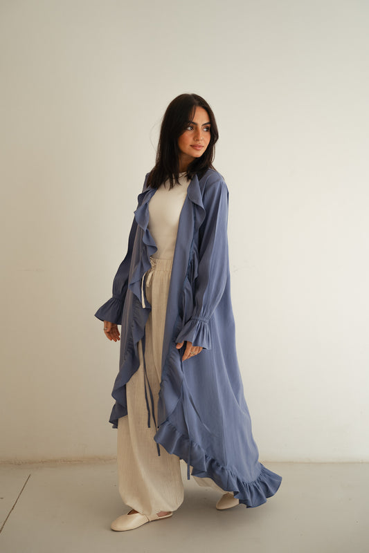 Soft Ruffle Cardigan-blue