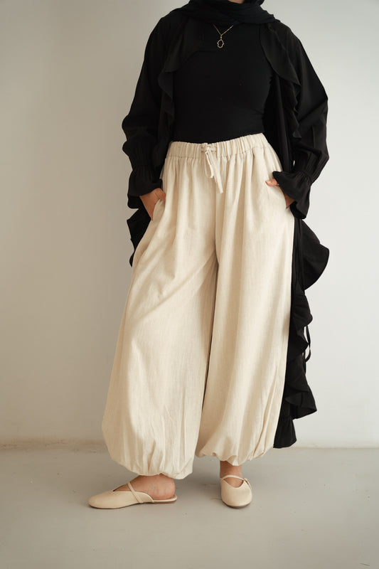 Linen balloon pants-beige