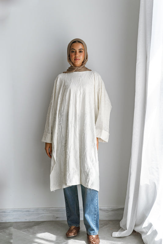 Textured Flow Top-white