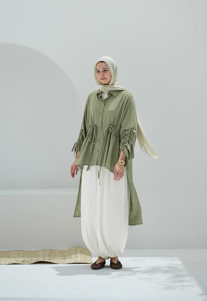 Gather Shirt-Olive