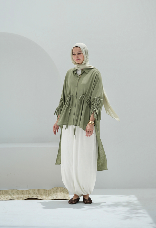 Gather Shirt-Olive