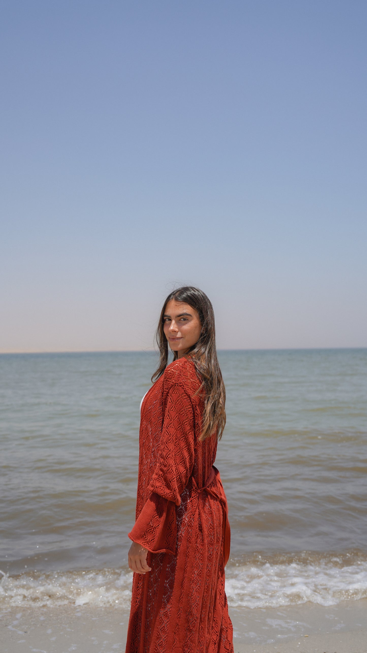 Coastal Cardigan-Rust