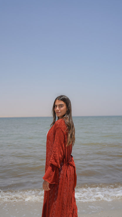 Coastal Cardigan-Rust