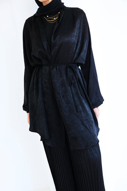 Pleated shimmer set (black )