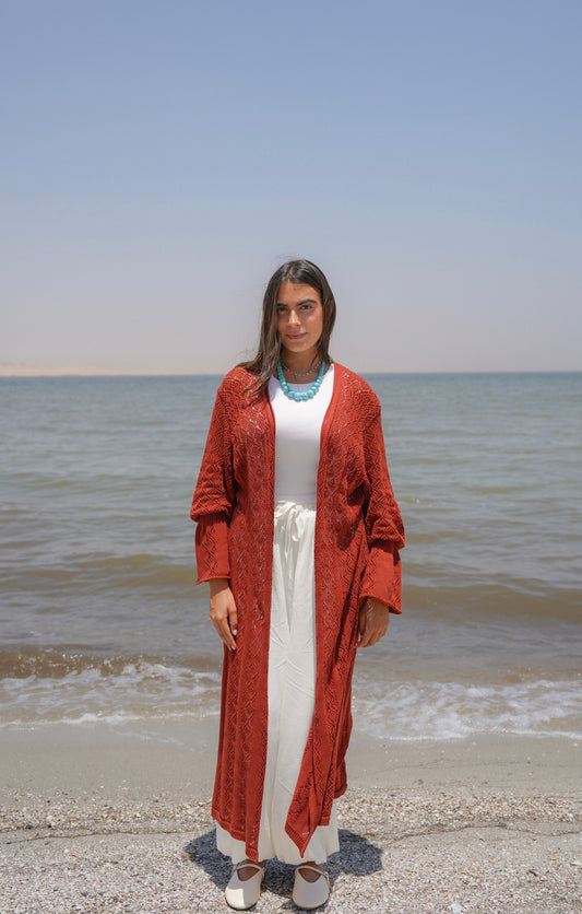 Coastal Cardigan-Rust