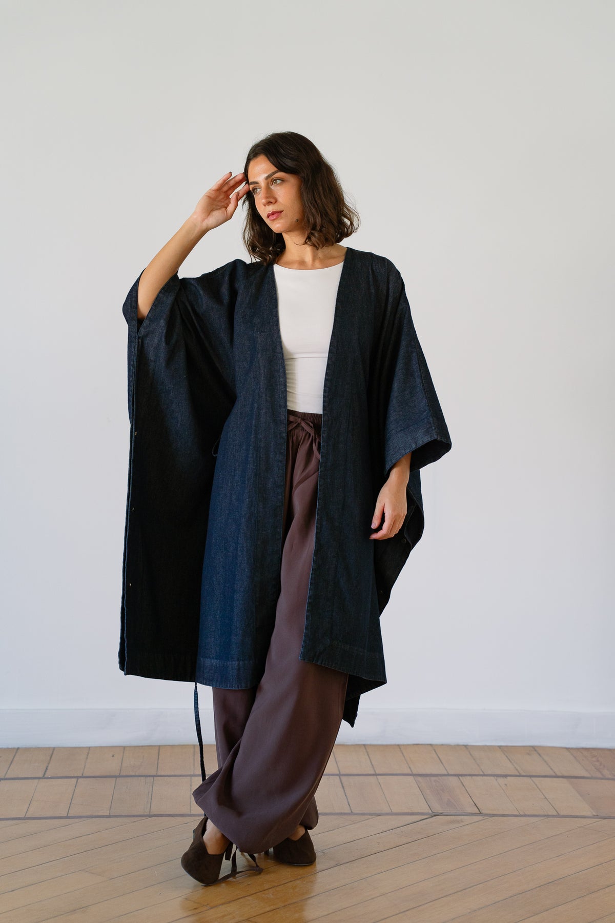 Denim cape