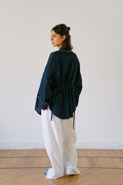 Denim Drawstring cardigan