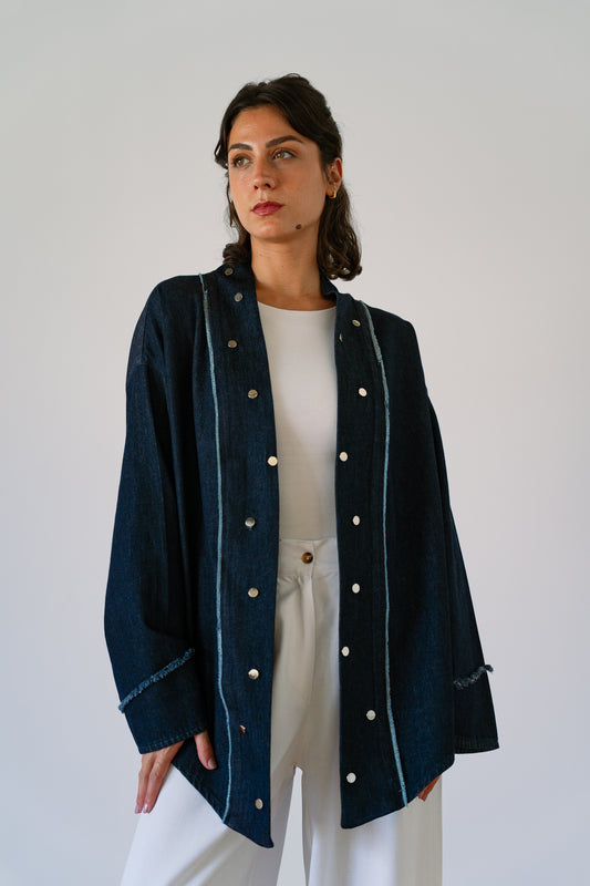 Denim Drawstring cardigan