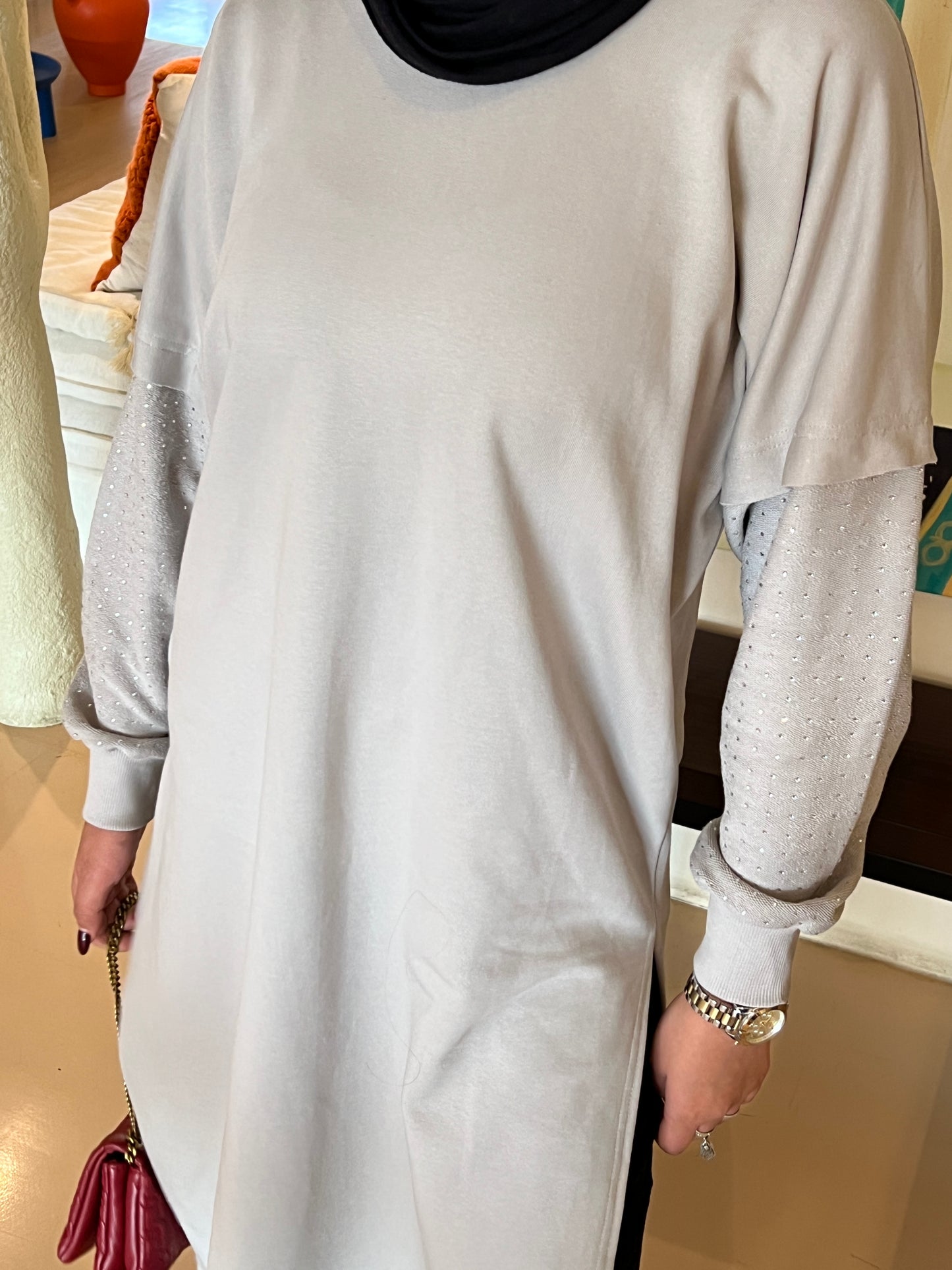 Studded sweatshirt - grey