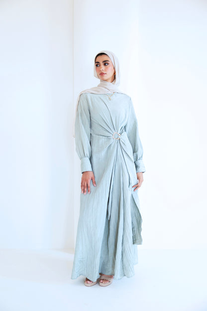 Crinkle Drape dress ( sage )