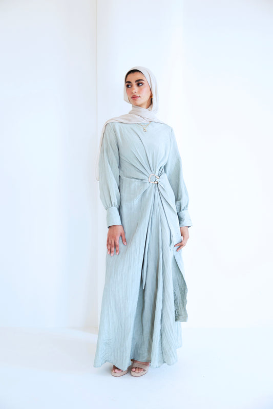 Crinkle Drape dress ( sage )