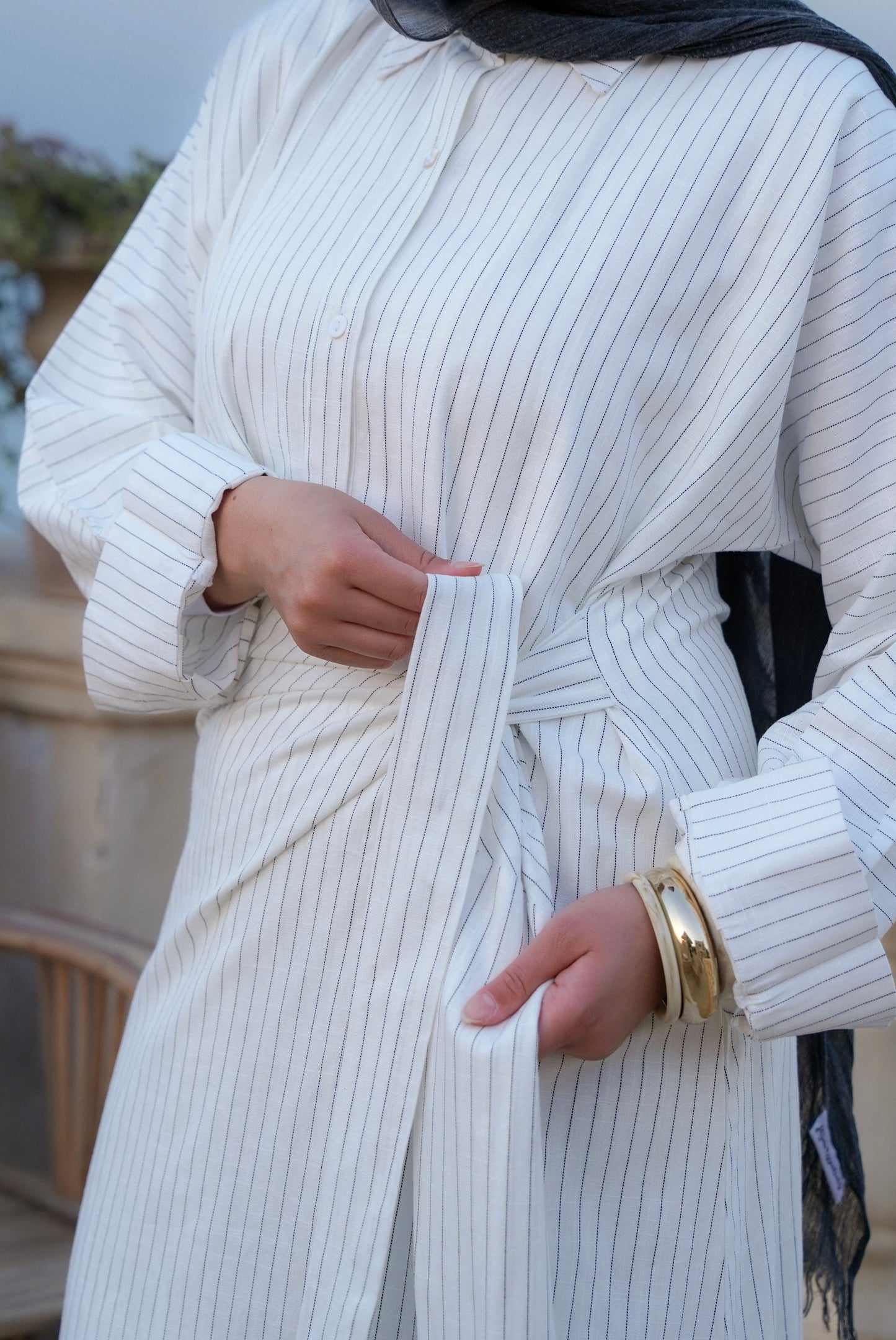 Coral Shirt Dress-white