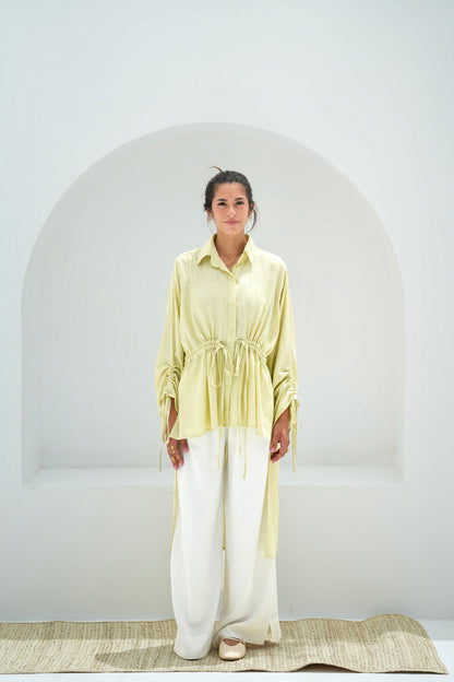 Gather Shirt-Pale lime
