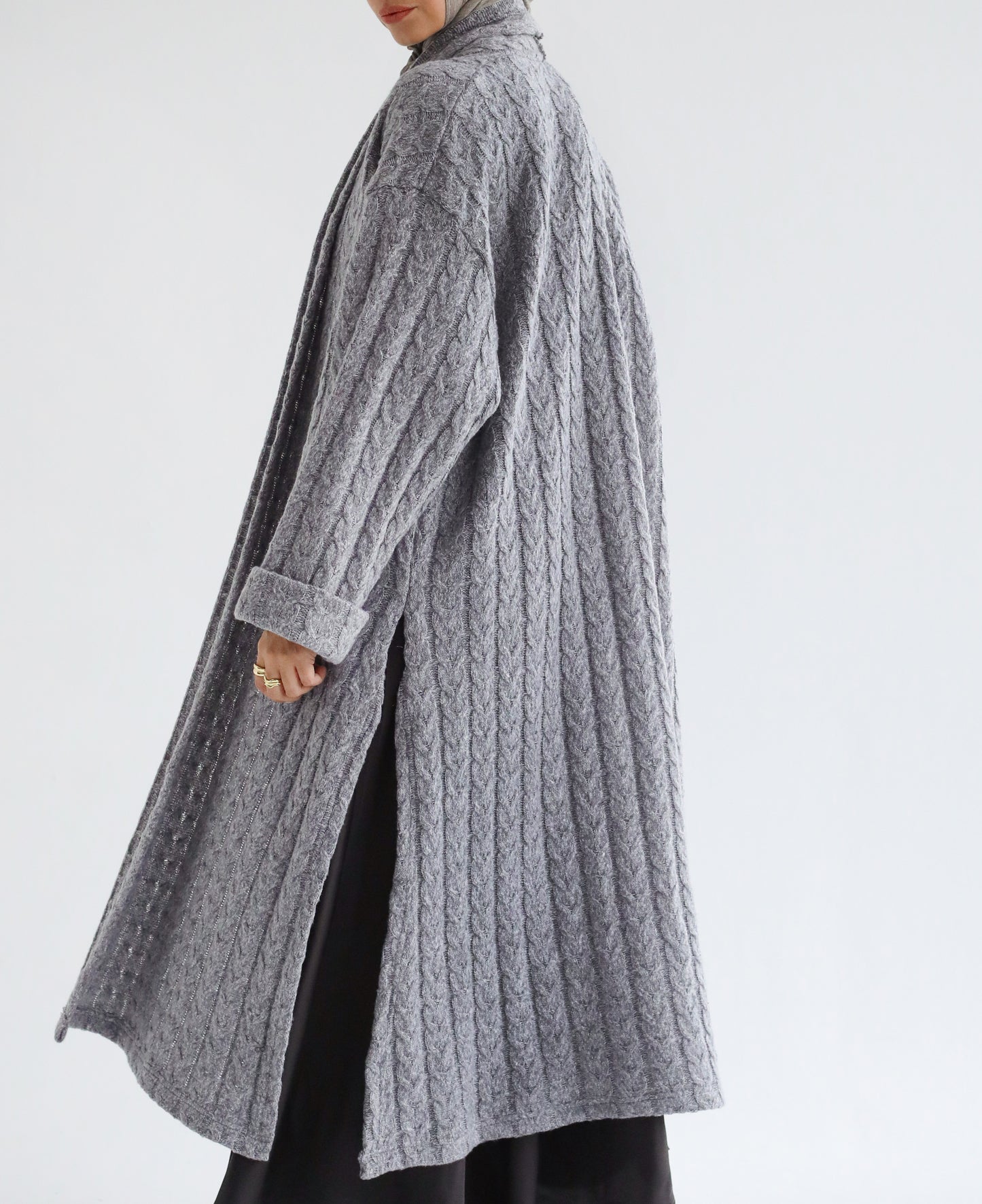 Knit Duster Cardigan-Grey