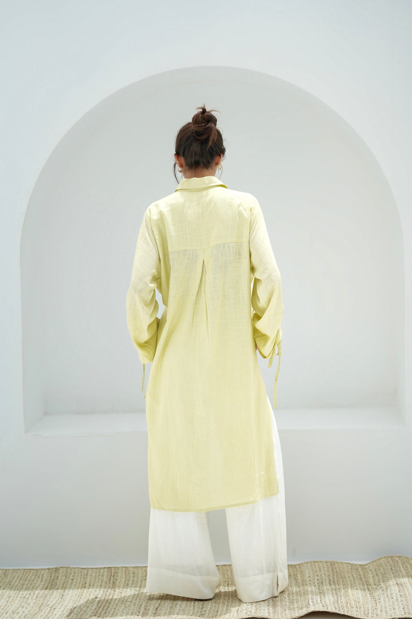 Gather Shirt-Pale lime