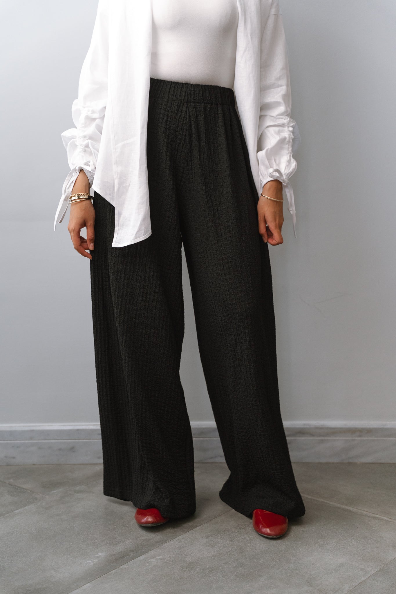Flow Linen wide-leg pants-Black