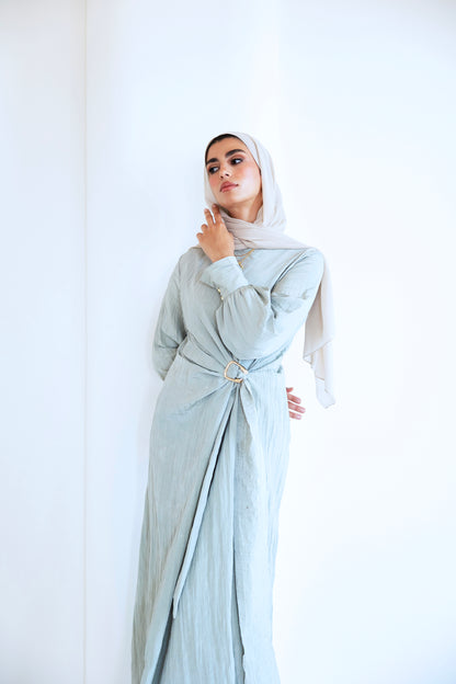 Crinkle Drape dress ( sage )