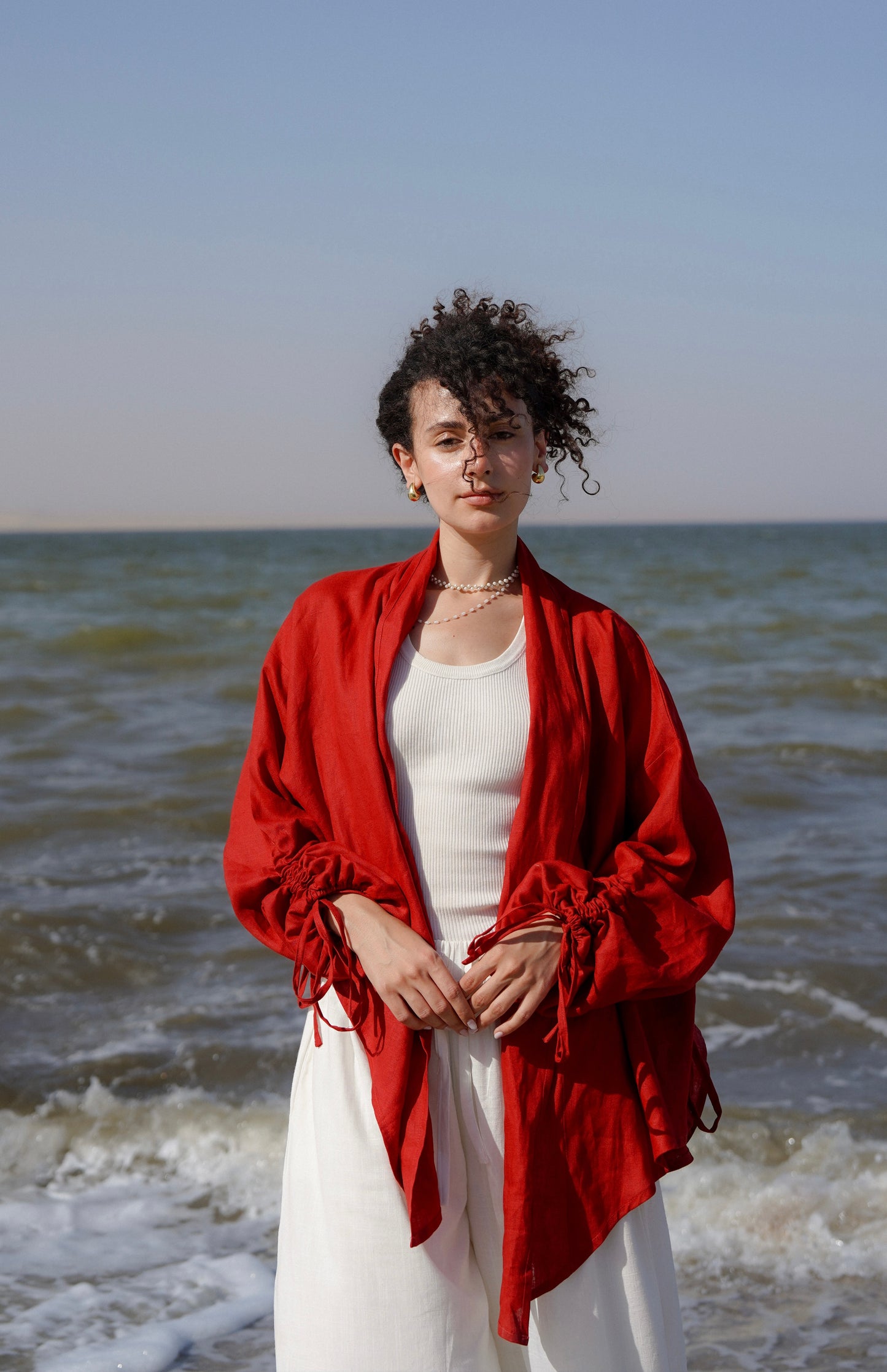 Pearl Cardigan-Red
