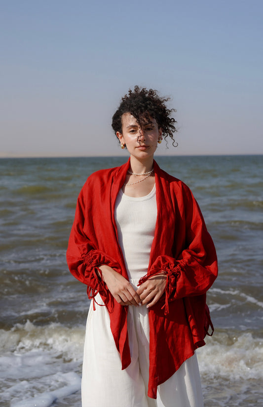 Pearl Cardigan-Red