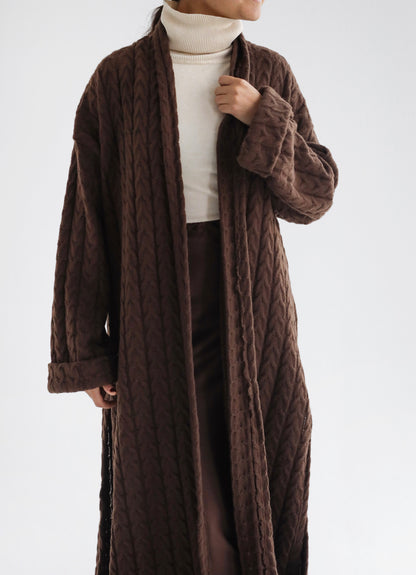 Knit Duster Cardigan-Brown