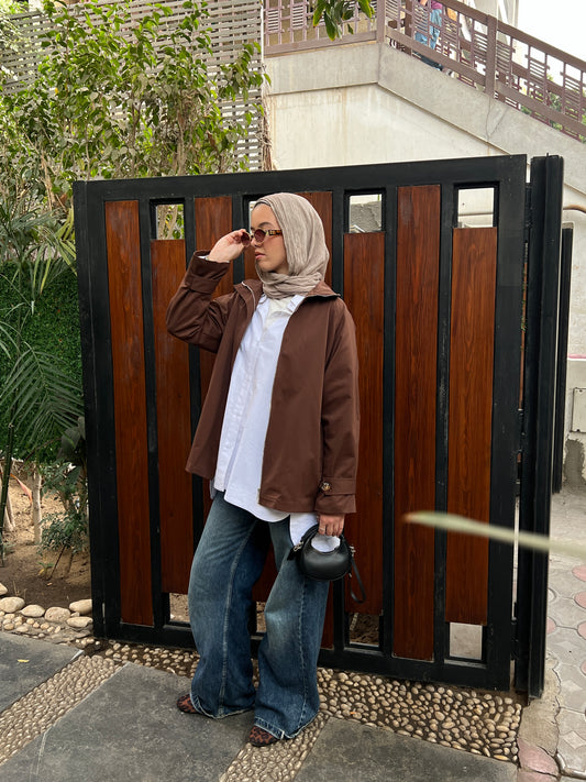 Minimal zip jacket - Brown