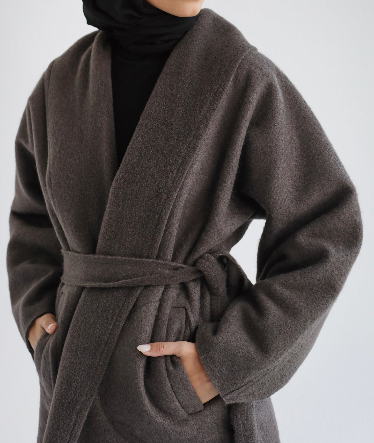 Wool Collar Jacket-Dark grey