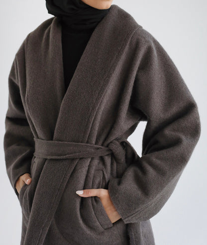 Wool Collar Jacket-Dark grey