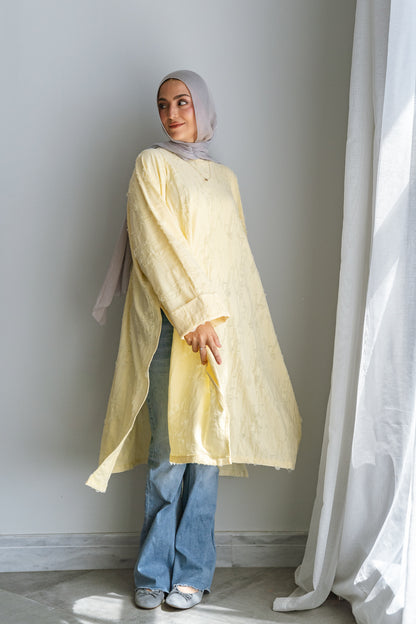 Textured Flow Top-Yellow