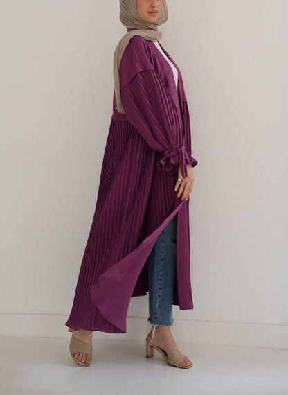 Soft pleated cardigan ( magenta )