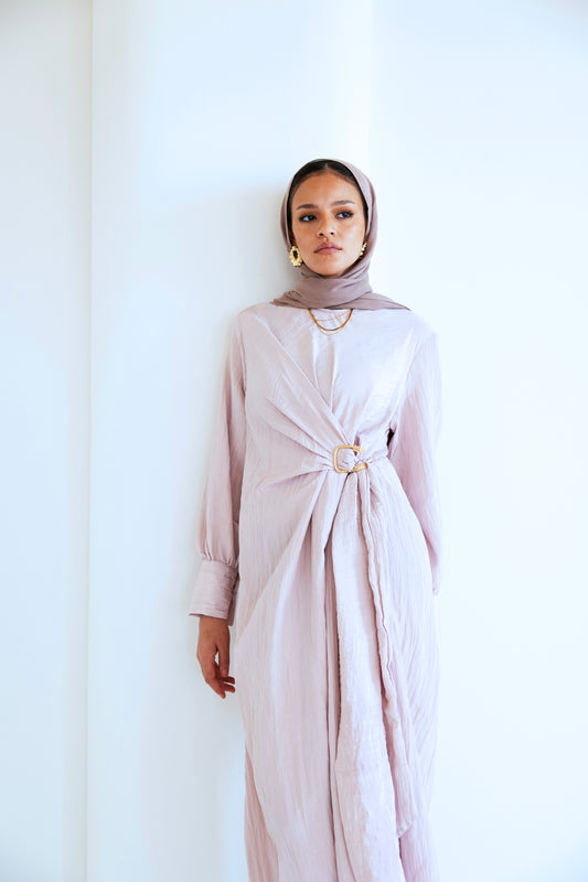 Crinkle Drape Dress (pink)