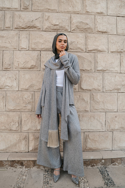 Draped Fringe Set-Grey