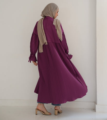 Soft pleated cardigan ( magenta )