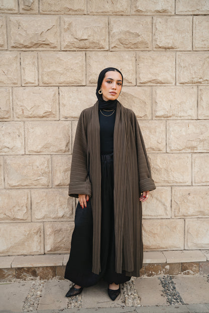 Draped pleated Cardigan -Olive