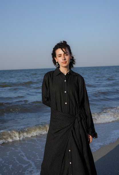 Coral Shirt Dress-Black
