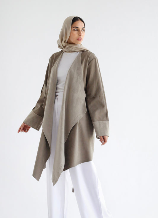 Fur Collar Cardigan- Olive