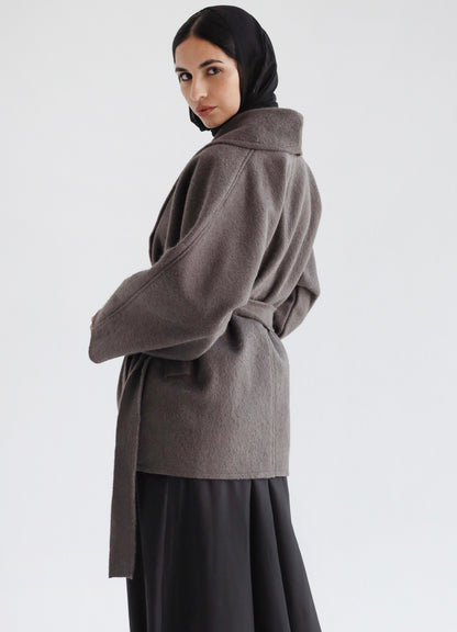 Wool Collar Jacket-Dark grey