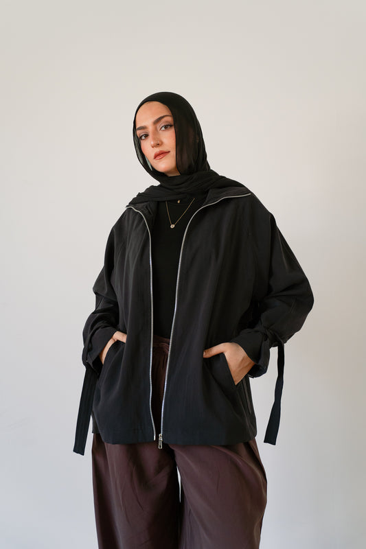 Minimal zip jacket-Black