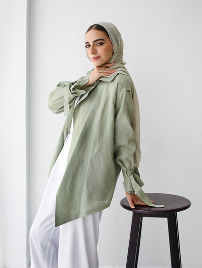 Linen Trench Jacket (sage)