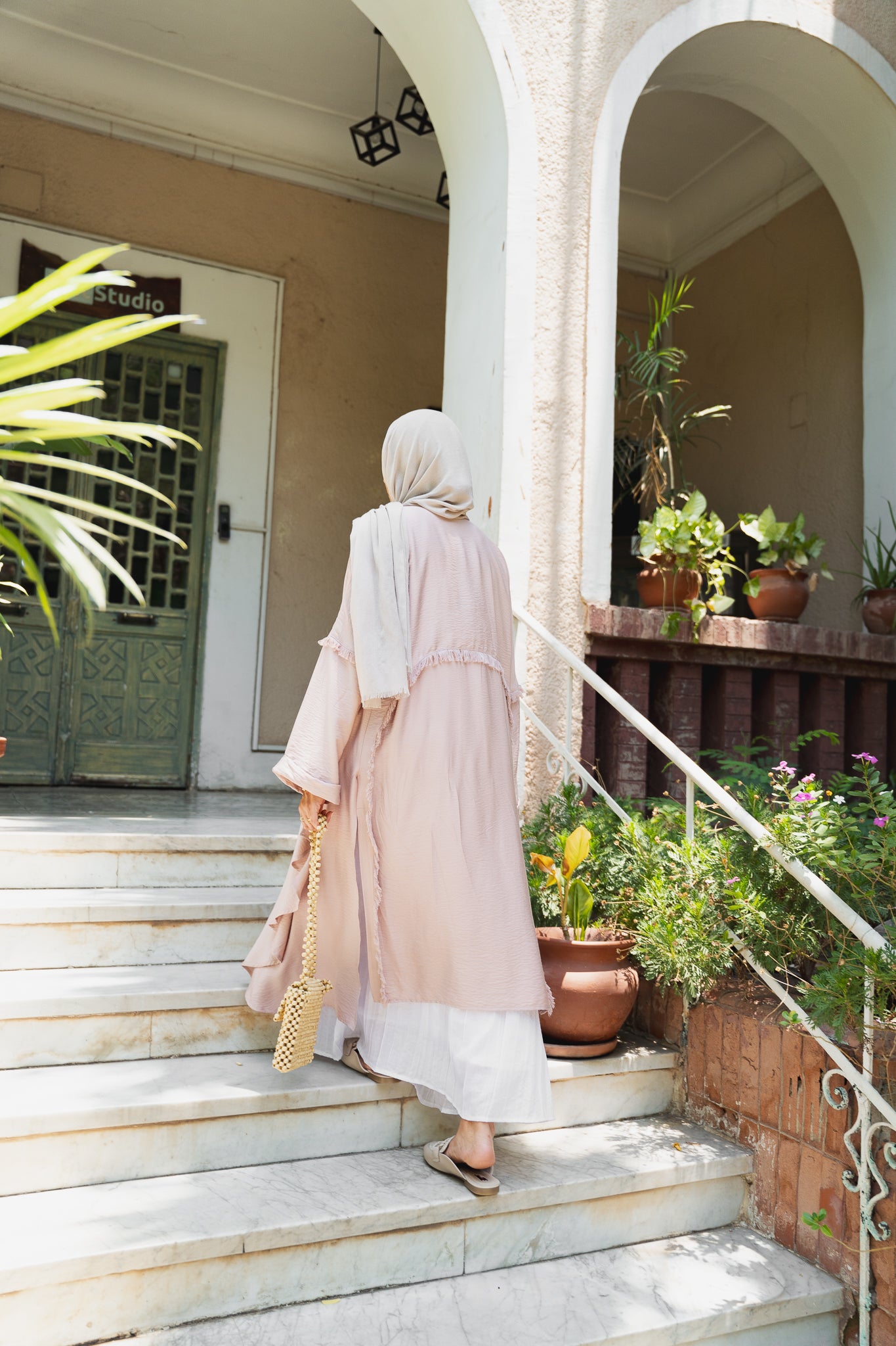 Flowy tassel cardigan ( blush pink)